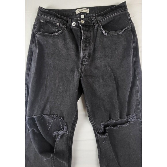 Abercrombie & Fitch Womens Sz 29 The '90s Baggy Low Rise Black Jeans Distressed - Picture 2 of 9
